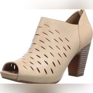 LADIES CLARKS OKENA POSH LEATHER ZIP CASUAL PEEP TOE HEELED MULES